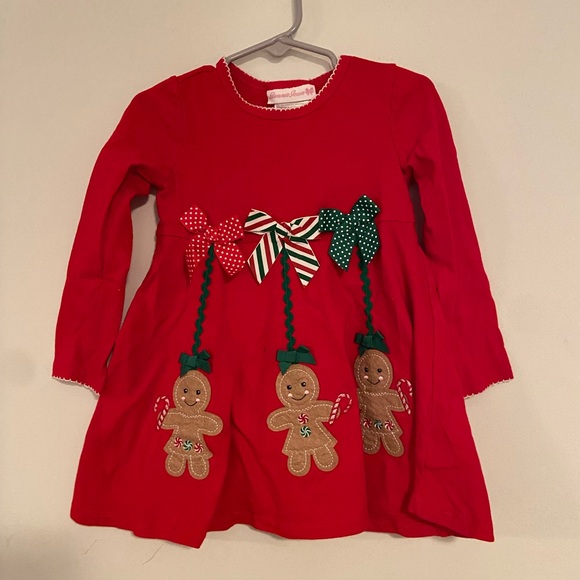 Bonnie Jean Red Dress with Gingerbread Appliqué - Picture 1 of 3